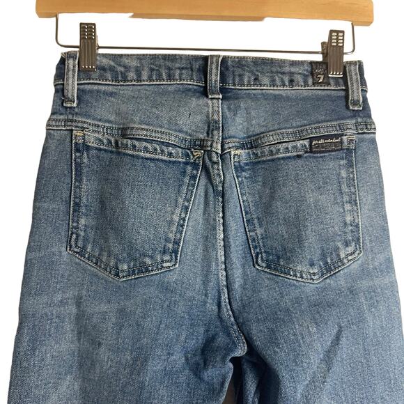 7 For All Mankind Peggi Tapered Straight High Rise Blue Denim Jeans Size 25 - Picture 9 of 15